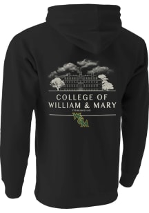 William & Mary Tribe Mens Black Campus Drawing Long Sleeve Hoodie