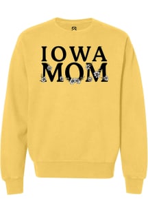 Summit Sportswear Iowa Hawkeyes Womens Yellow Floral Mom Crew Sweatshirt
