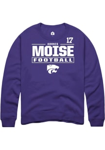 Adonis Moise K-State Wildcats Mens Purple Football NIL Stacked Box Player Crew