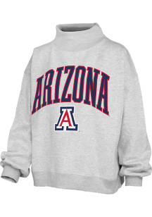 Pressbox Arizona Wildcats Womens Ash Lingo Mock Neck Crew Sweatshirt