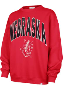 47 Nebraska Cornhuskers Womens Red Extra Innings Crew Sweatshirt