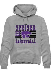 Jordan Speiser K-State Wildcats Mens Grey NIL Striped Player Hood