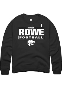 Jayden Rowe K-State Wildcats Mens Black Football NIL Stacked Box Player Crew