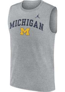 Nike Michigan Wolverines Mens Grey Legend Arch Primetime Jordan Short Sleeve Tank Top