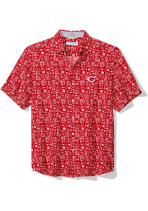 Tommy Bahama Cincinnati Reds Mens Red Nova Wave Ballpark Short Sleeve Dress Shirt