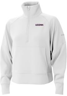 Columbia UConn Huskies Womens White Heat Seal Wickham Hills Qtr Zip Pullover