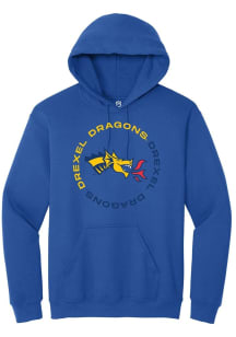 Summit Sportswear Drexel Dragons Mens Blue Circle Long Sleeve Hoodie