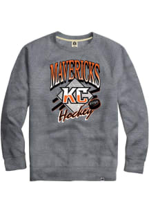 Rally Kansas City Mavericks Mens Grey Retro Diamond Long Sleeve Fashion Sweatshirt