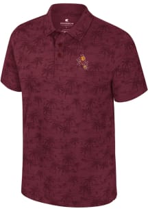 Colosseum Arizona State Sun Devils Mens Maroon Fremen Palm Short Sleeve Polo