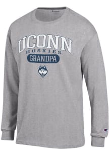 Champion UConn Huskies Grey Pill Box Grandpa Jersey Long Sleeve T Shirt