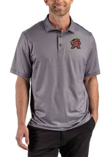 Cutter and Buck Maryland Terrapins Mens Black Lattice Short Sleeve Polo