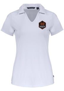 Cutter and Buck Houston Dynamo Womens White Daybreak V Neck Short Sleeve Polo Shirt