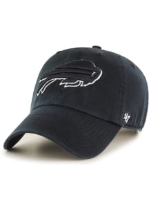 47 Buffalo Bills on Black Clean Up Adjustable Hat - Black