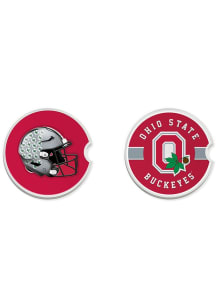Ohio State Buckeyes Helmet Set of 2 Car Coaster - White