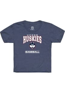 Summit Sportswear UConn Huskies Youth Navy Blue Baseball Short Sleeve T-Shirt