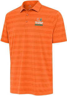 Antigua Miami Hurricanes Mens Orange 2025 Cotton Bowl Champions Tunnel Short Sleeve Polo
