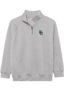 Baylor Bears Mens Grey Essentials Embroidery Long Sleeve Qtr Zip Pullover