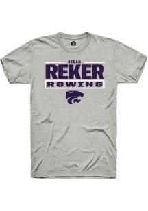 Regan Reker K-State Wildcats Ash NIL Stacked Box Short Sleeve Player T Shirt