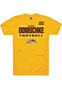 Palmer Domschke Western Michigan Broncos Gold Football NIL Stacked Box Short Sleeve Player T Shirt