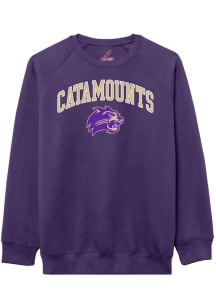 Western Carolina Mens Purple Arch Name Mascot Long Sleeve Crew Sweatshirt