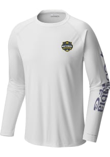 Columbia Michigan Wolverines Navy Blue 2026 MBB Champions Heat Seal Terminal Tackle Long Sleeve Fa..