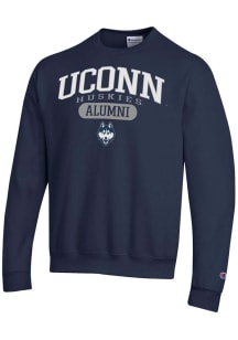 Champion UConn Huskies Mens Navy Blue Pill Alumni Powerblend Long Sleeve Crew Sweatshirt