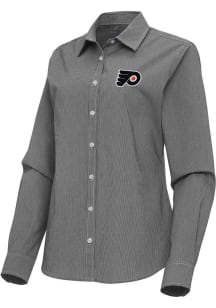 Antigua Philadelphia Flyers Womens Porter Long Sleeve Black Dress Shirt