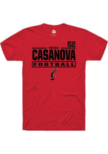 Ronan Casanova Cincinnati Bearcats Red Football NIL Stacked Box Short Sleeve Player T Shirt