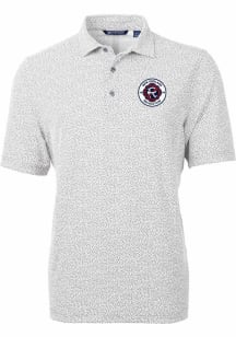 Cutter and Buck New England Revolution Mens Grey Virtue Eco Pique Botanical Short Sleeve Polo