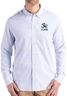 Cutter and Buck Notre Dame Fighting Irish Mens Light Blue Alumni Epic Confidence Pinstripe Long Sl..