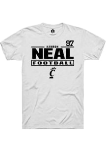 Kamron Neal Cincinnati Bearcats White Football NIL Stacked Box Short Sleeve Player T Shirt