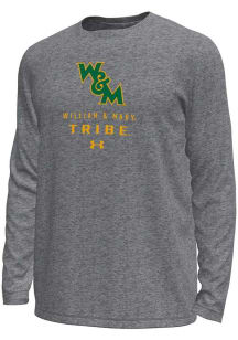 Under Armour William & Mary Tribe Grey Stacked Logo Tech Stretch Long Sleeve T-Shirt