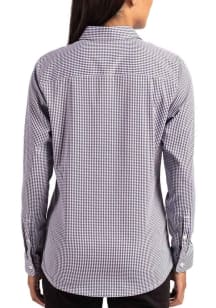 Cutter and Buck Harvard Crimson Womens Epic Confidence Gingham Long Sleeve Black Dress Shirt