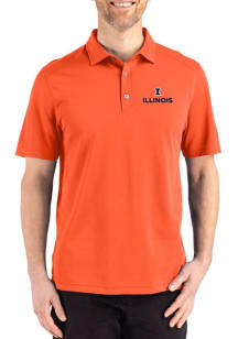 Cutter and Buck Illinois Fighting Illini Mens Orange Advantage Refresh Short Sleeve Polo