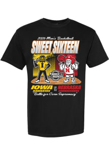 Something Inked Nebraska Cornhuskers Black 2026 NCAA Men's Basketball Sweet 16 vs Iowa Hawkeyes Sh..