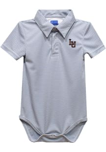 Vive La Fete Lehigh University Baby Grey Pencil Stripe Short Sleeve One Piece Polo