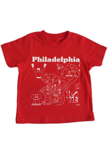 Philadelphia Toddler Red Map Short Sleeve T-Shirt
