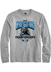 Rally Big Ten Grey 2025 Wrestling Championship Long Sleeve T Shirt