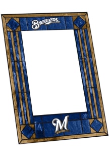 Milwaukee Brewers Art Glass Picture Frame - Navy Blue