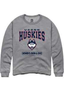 Summit Sportswear UConn Huskies Mens Graphite Women's Swim & Dive Long Sleeve Crew Sweatshirt