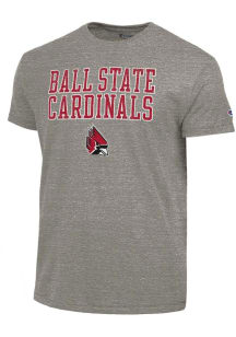 Champion Ball State Cardinals Dark Grey Stacked Tri-Blend Short Sleeve Fashion T Shirt