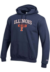 Champion Illinois Fighting Illini Mens Navy Blue Pill Alumni Powerblend Long Sleeve Hoodie
