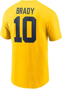 Tom Brady Michigan Wolverines Yellow Football Name And Number Short Sleeve Player T Shirt