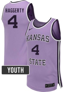 Pj Haggerty  Nike K-State Wildcats Youth NIL Name And Number Lavender Basketball Jersey