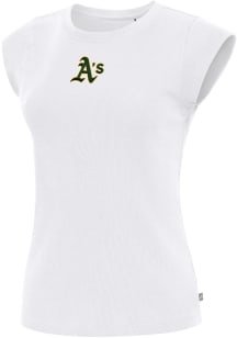 Antigua Oakland Athletics Womens White Show Off Short Sleeve T-Shirt