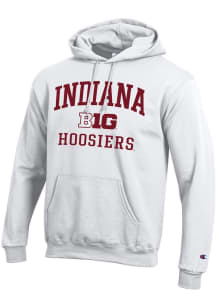 Champion Indiana Hoosiers Mens White Big Ten Powerblend Long Sleeve Hoodie