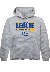 Gabrielle Leslie Rally Pitt Panthers Youth NIL Stacked Box Long Sleeve Player Hoodie Grey