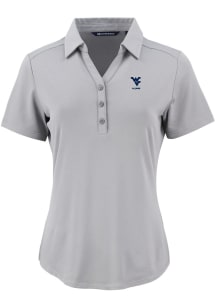 Cutter and Buck West Virginia Mountaineers Womens Ash Alumni Forge Eco Polo Short Sleeve Polo Shir..
