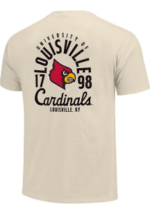 Louisville Cardinals Ivory Mascot Overlay Short Sleeve T Shirt