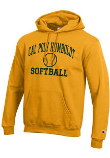Champion Cal Poly Humboldt Lumberjacks Mens Gold Softball Powerblend Long Sleeve Hoodie